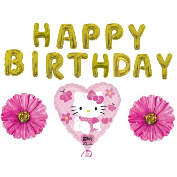 happy birthday hello kitty letters party balloons decoration supplies