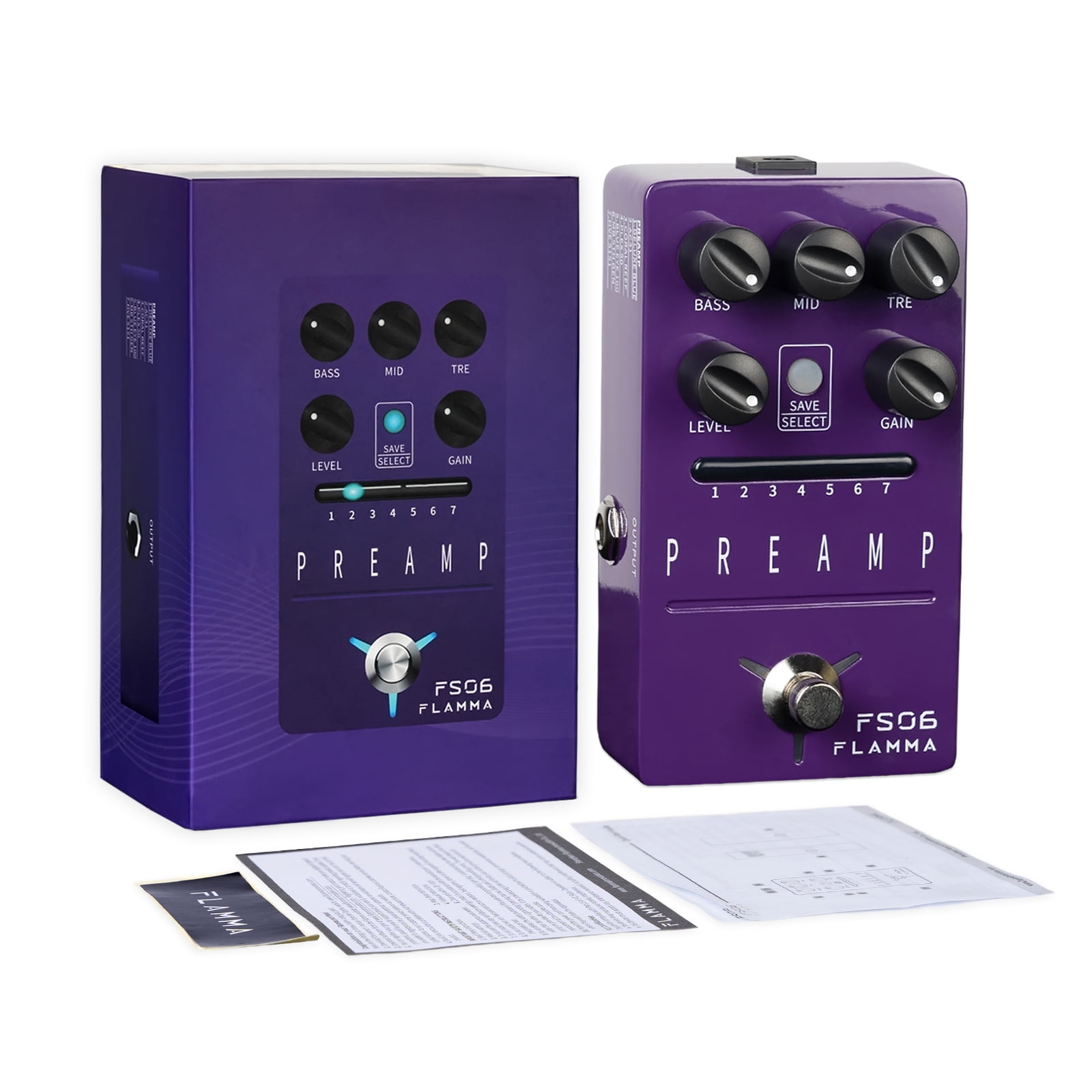FLAMMA FS06 Digital Preamp Pedal Guitar Pedal with Bulit-in Cabinet  Simulation 7 Models Saveable Preset
