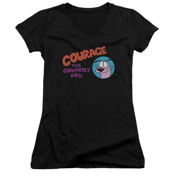 Courage The Cowardly Dog Courage Logo Junior Women's T-Shirt V-Neck Black