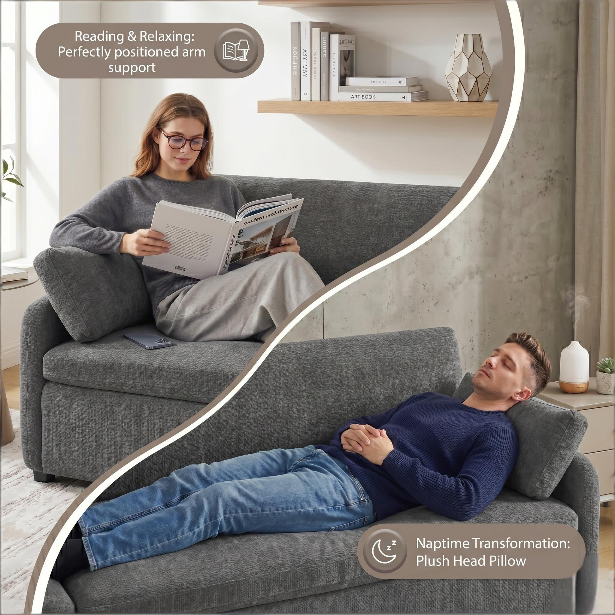 Howcool 50×43 Inch Oversized Chenille Accent Chair, Wide Deep Seat Comfy Armchair with Pillow for Living Room Apartment