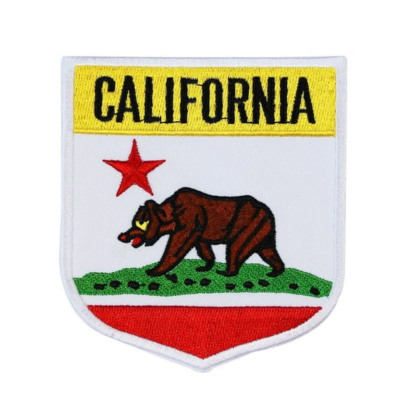 State Flag Shield California Patch Badge Travel USA Embroidered Iron On Applique