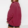 thumbnail image 4 of TKLPEHG Oversized Sweatshirt for Women Quarter Button Fashion Sweatshirt Long Sleeve Lapel Solid Color Pullover Casual Loose Winter Trendy Fleece Pullover (Wine,S), 4 of 8