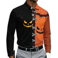 thumbnail image 3 of FOPSUFGWFO T-shirts For Men Halloween Funny Shirt Long Sleeve Lightweight Daily Wear Fall Winter Tops With Pumpkin Bat Print Saffron 3XL, 3 of 4