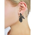 thumbnail image 2 of Women's Smooth Matte Wild Flower Petal Pierced Earrings, Gray, 2 of 3