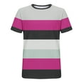 thumbnail image 5 of Wyobmus Mens Summer Striped Tops Casual Color Blocked Tshirt Short Sleeve Round Neck Workout Gym Tee Shirts M-3X B-Hot Pink, 5 of 5