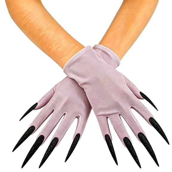 Halloween Glitter Long Claw Gloves, Gothic Monster Witch Gloves for Halloween Birthday Party & Role Play