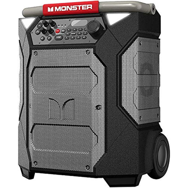 Monster Rockin' Roller 270 Altavoz inalámbrico portátil para interiores y exteriores, 200 vatios, hasta 100 horas de reproducción, resistente al agua IPX4, cargador Qi, conexión a otro altavoz TWS (pi
