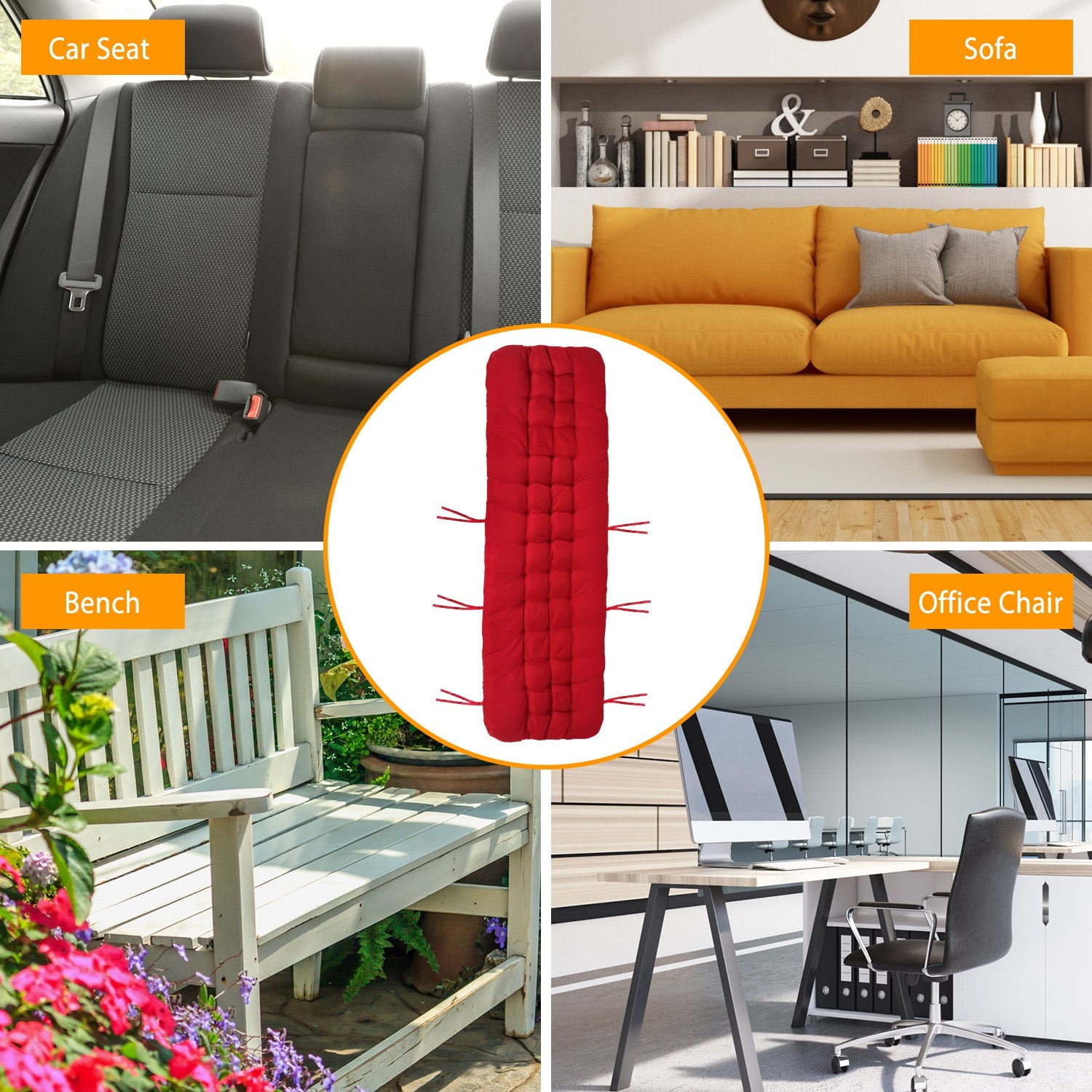 Moclever Thickened Rocking Chair Cushion Recliner Cushion for Indoor Outdoor, 66.92x22.04in, Grey