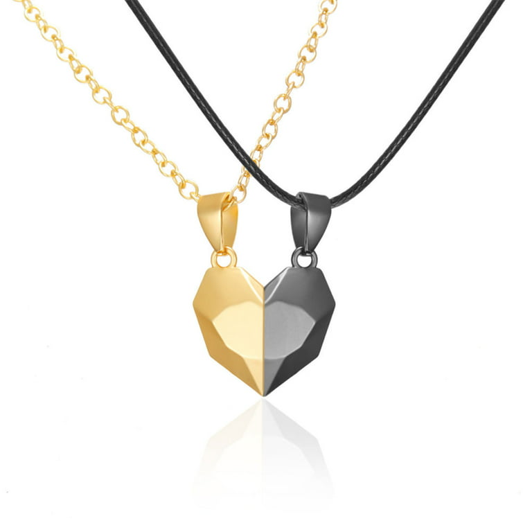 Karina Moon - Set of 2: Couple Matching Magnetic Heart Pendant Stainless  Steel Necklace