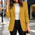 thumbnail image 5 of SETOOFF Women Solid Blazer Jacket, Notched Lapel Two Button Long Sleeve Flap Pockets Open Front Regular Fit Work Suit Coat Business Office Casual Layering Outerwear, 5 of 8