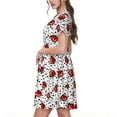 thumbnail image 2 of Lsque Red Ladybugs On Black Dotted Print Women's Casual Dress T-Shirt Summer Short Sleeve Scoop Neck Swing Dresses, 2 of 6