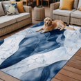 thumbnail image 2 of Fsddascl Blue White Abstract Marble Outdoor Rug for Patio/Deck/Porch, Non-Slip Large Area Rug 4 x 6 Ft, Minimalist Artwork Indoor Outdoor Rugs Washable Area Rugs, Reversible Camping Rug Carpet, 2 of 5