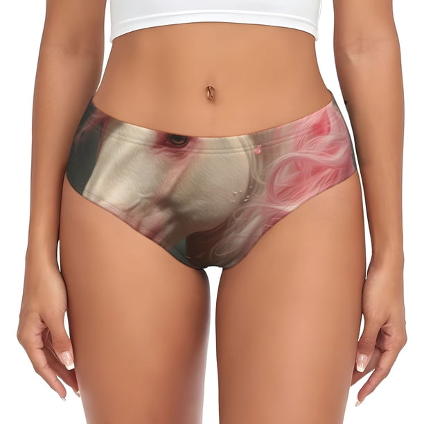 Balery Haired White Horse Ropa Interior de Algodón para Mujer con Dibujo – Braguitas Cómodas y Elásticas, Estilo Clásico-3X-Large