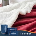 thumbnail image 2 of Couverture en Molleton Sherpa (Taille Simple 60"x80 Pouces Rouge) Jeté Pelucheux Super Doux Réversible en Microfibre Flanelle pour Canapé, Lit, Sofa Ultra Luxueux Chaud et Confortable pour Toutes les Saisons, 2 of 8