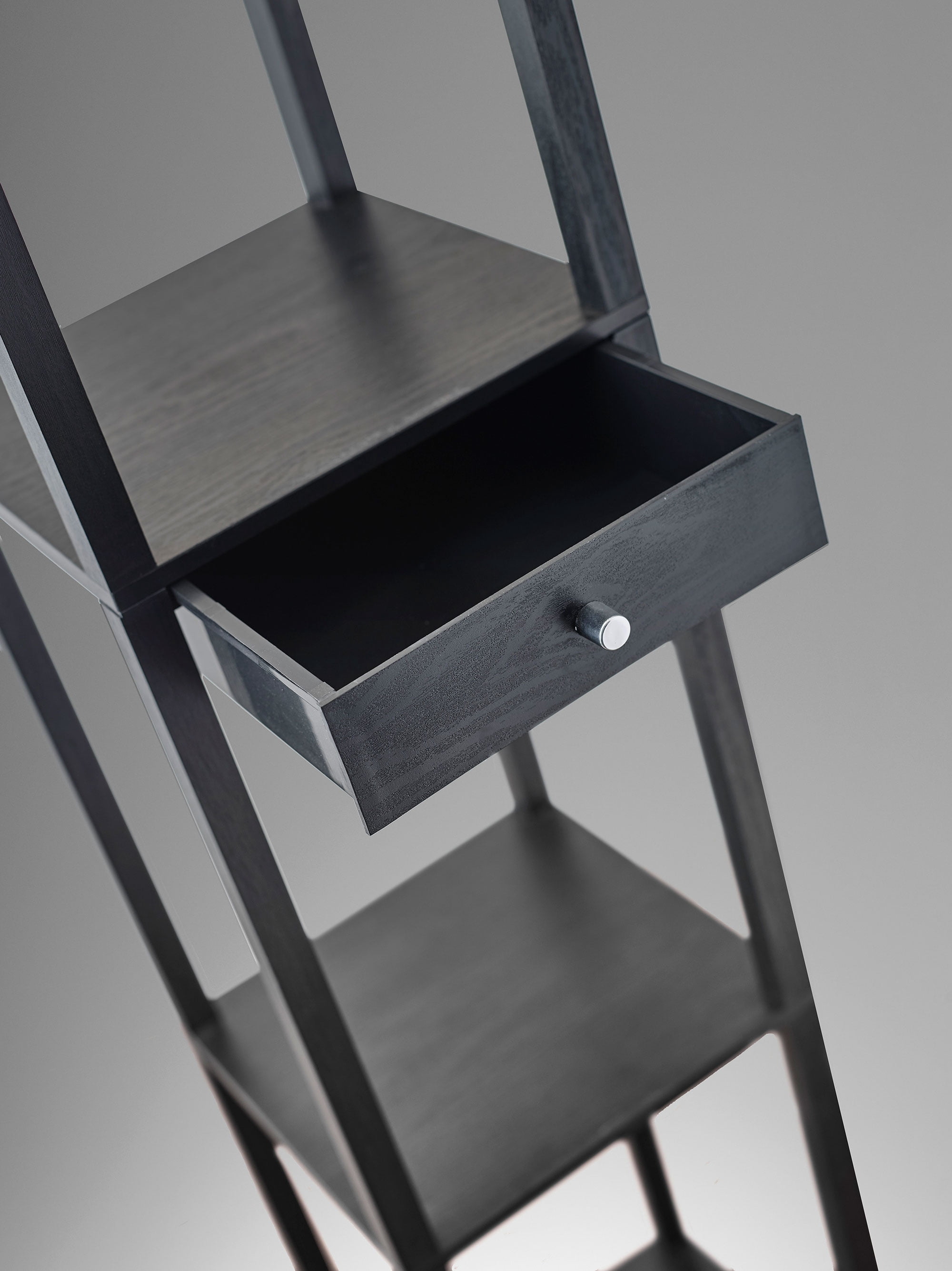 Adesso Shelf Lamp with Drawer, Black