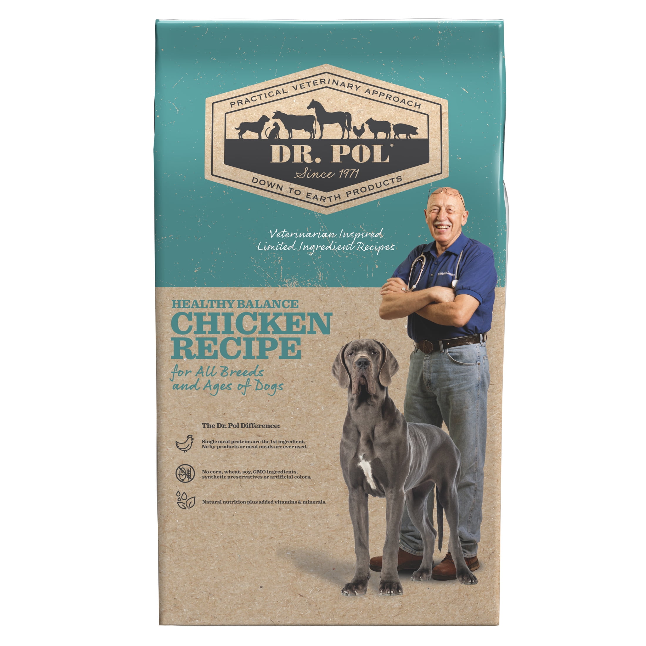 (8 pack) Dr. Pol Healthy Balance Limited Ingredient Chicken Recipe Adult Dog Food, 4lb. bag