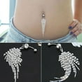 thumbnail image 3 of jiaroswwei 14G Rhinestone Tassel Dangle Barbell Bar Belly Button Navel Ring Body Piercing, 3 of 4