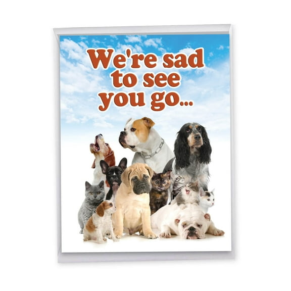 1 Jumbo Funny Retirement Greeting Card (8.5 x 11 Inch) - Pet Coworkers Retirement J3636RTG-US