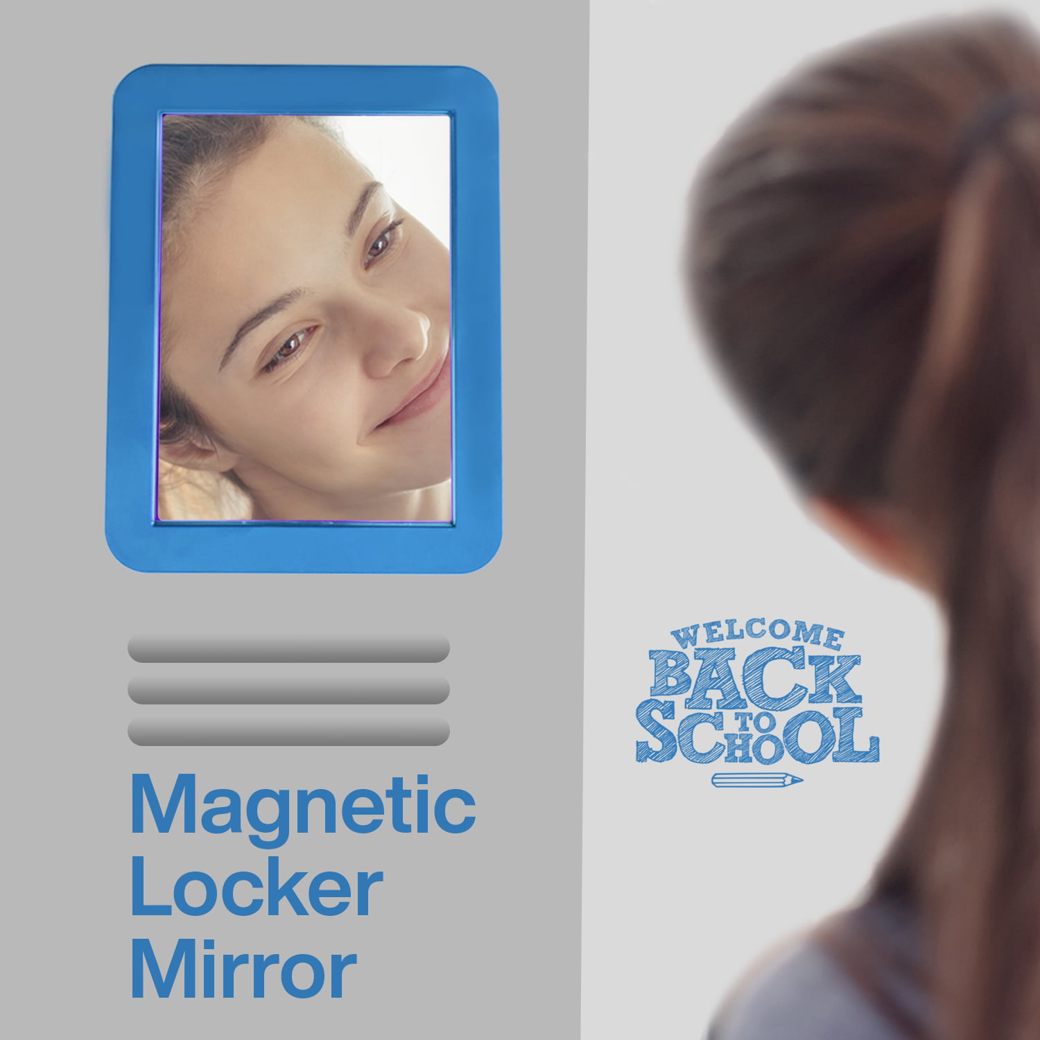 Magnetic Locker Mirror 5 x 7 Refrigerator Locker Accessory School Locker Whiteboard Magnetic Makeup Mirrors Toolbox White Office Cabinet Gym Locker 