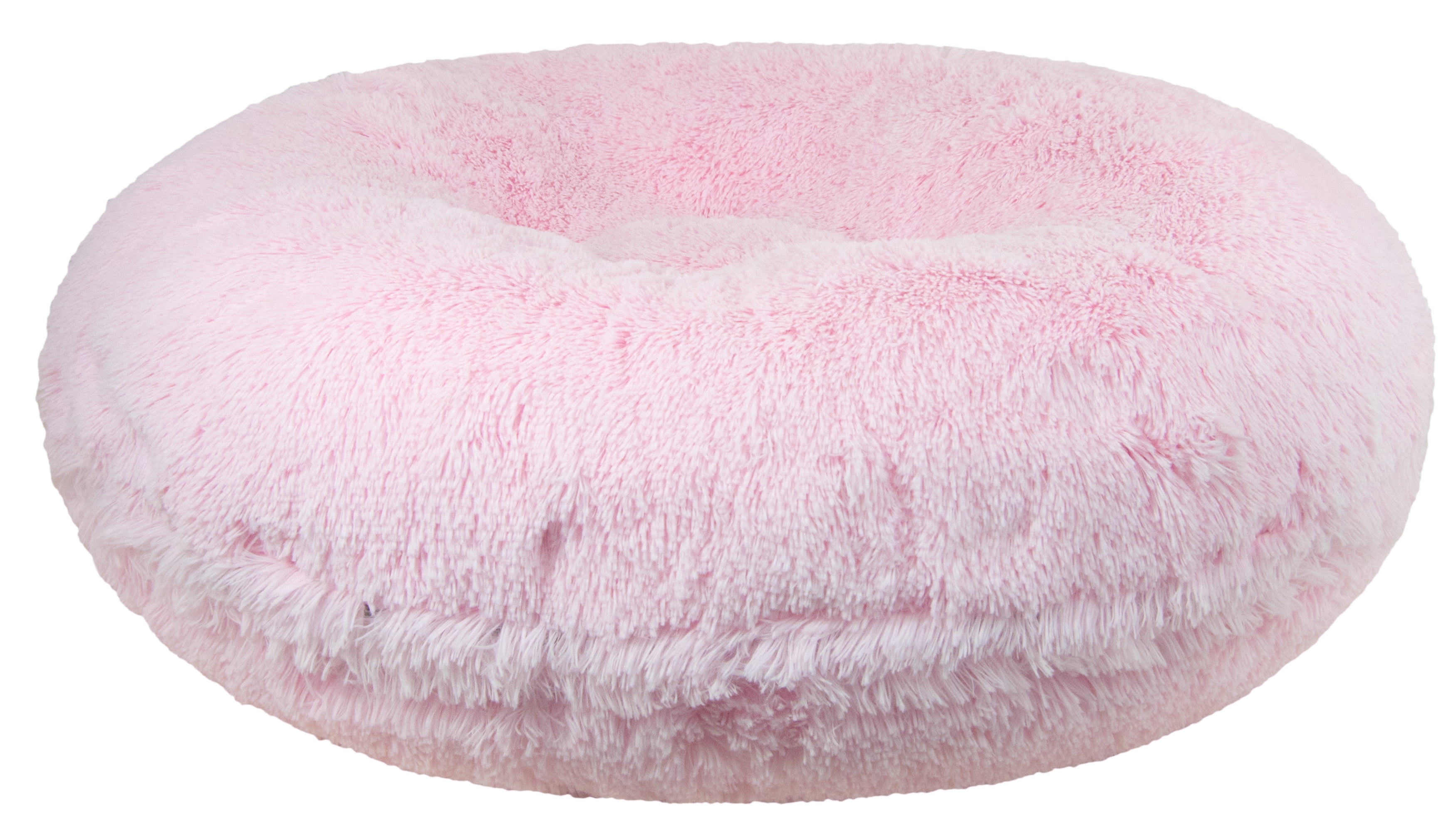 Bessie and Barnie Signature Bubble Gum Luxury Shag Extra Plush Faux Fur Bagel Pet/ Dog Bed