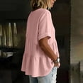 thumbnail image 6 of Zedker Womens Puff Sleeve Babydoll Tops Summer Flowy Pleated Cotton T-Shirts Casual Loose Fit Cute Blouse Pink L, 6 of 9
