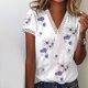 thumbnail image 1 of ICHUANYI Clearance Women's Fashion Printing Casual V-neck Lace Short Sleeve Loose T-shirt Tops(Purple, M) ICHUANYI WER2023081401018, 1 of 5
