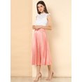 thumbnail image 4 of Falda Midi Plisada Allegra K Acordeón Metálico Fiesta Cintura Elástica Rosa L, 4 of 6