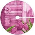thumbnail image 1 of FMSHPON Mother's Day Wood Pink Flower Xmas Christmas Tree Skirt Stand Mat for Holiday Party Decoration Indoor Outdoor 36 inches, 1 of 6