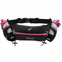 Fitletic Hydra 16 Hydration Belt: BLK / RED, S/M Running, Hiking, Cycling with 2 x 8oz bottles, No Bounce