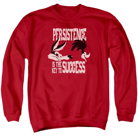 Trevco Sportswear LT183-AS-5 Looney Tunes Persistence Adult Crewneck Sweatshirt, Red - 2X