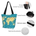 thumbnail image 4 of Kll Tote Bag For Women World Map With Landmarks Print Shopping Grocery Reusable Bags For Office School Shopping Travel, 4 of 7