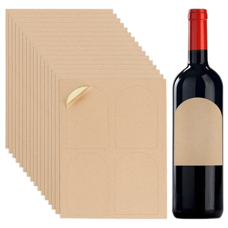 80pcs Arched Wine Bottle Labels Printable Wine Bottle Stickers Waterproof Glass Bottles Label for Lazer Printer Blank Kraft Labels
