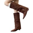 thumbnail image 4 of Miaoju Fold Over Boots for Women Knee High Shark Boots Flat Shoes Women's Long Boots, Wide Calf, Fall Winter Shoes, 4 of 9