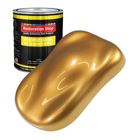 Restoration Shop Camero Gold Metallic Acrylic Enamel Auto Paint - Gallon Paint Color Only - Single Stage High Gloss