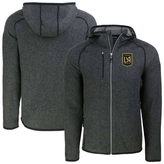 Men's-Cutter & Buck Heather Charcoal LAFC Mainsail Full-Zip Hooded Jacket