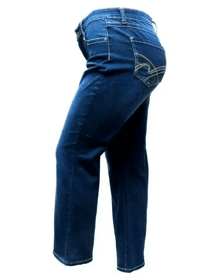 Womens Plus Size Navy Blue Denim Jeans Pants Curvy Stretch Relaxed Fit - image 2
