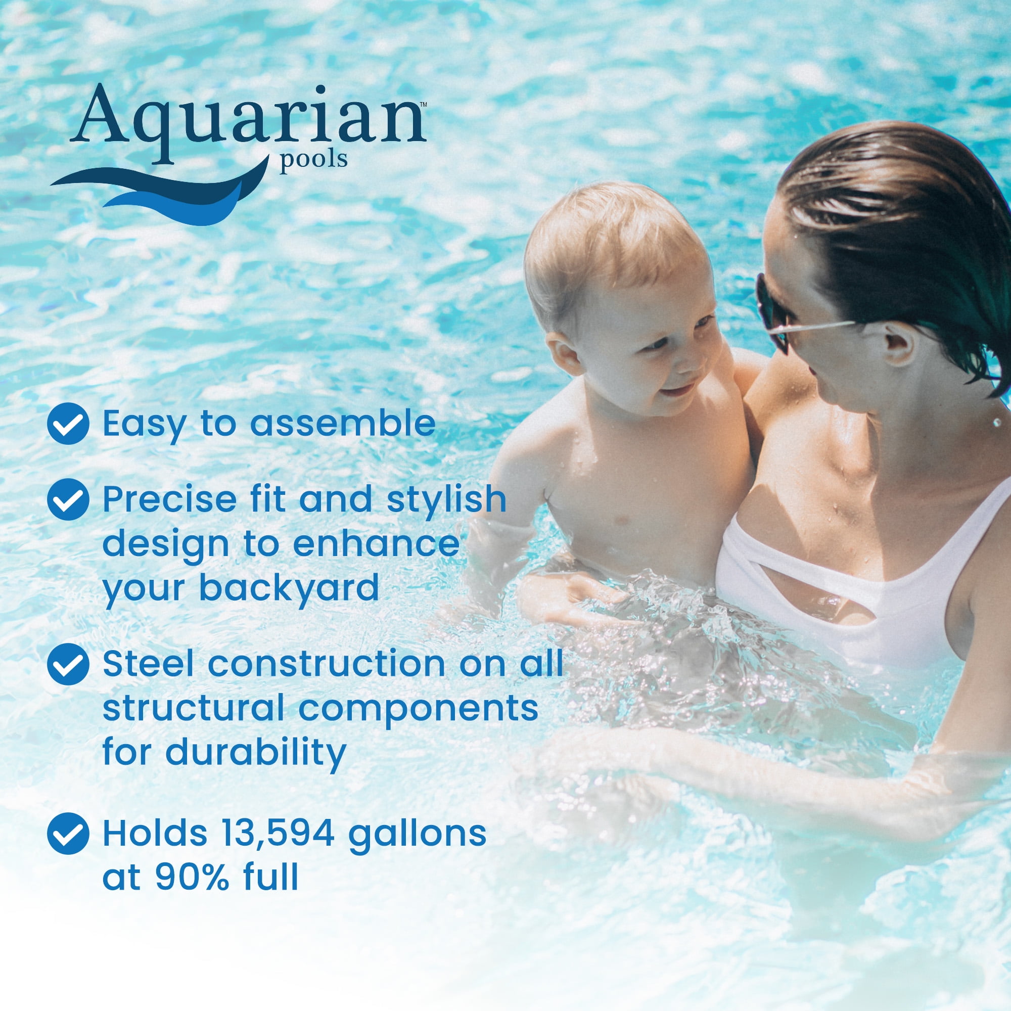Aquarian Khaki Venetian 18' x 52" Steel Frame DIY Family Above Ground Pool