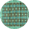 thumbnail image 1 of Ahgly Company Machine Washable Indoor Round Persian Turquoise Blue Traditional Area Rugs, 8' Round, 1 of 4