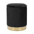 thumbnail image 4 of Ottoman Hi-Line Gift Ltd., de terciopelo negro, con capitoné, base dorada, 4 of 4