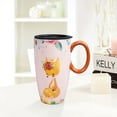 thumbnail image 3 of EPFamily 20 oz Large Cute Fox Ceramic Coffee Mug with Lid & handle,Big Pink Cup for Teachers & Commuters,Microwave Dishwasher Safe, 3 of 10