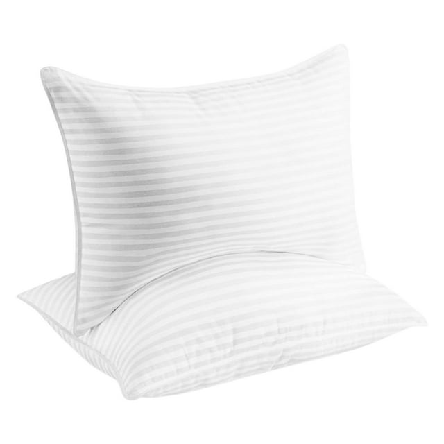 Leodye 2PCS Satin Stripe Pillow, Full Size Soft Comfort , Multisleeping Position Pillow Core Various Sleeping Position Pillow Core -17.32x25.98 in