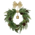 thumbnail image 2 of Artificial Christmas Wreath 18 Inch Pine Wreath with Pinecones and Rustic Bells Green Christmas Decor for Front Door Wall Mantle Porch Outdoor Indoor Holiday Decoration, 2 of 6