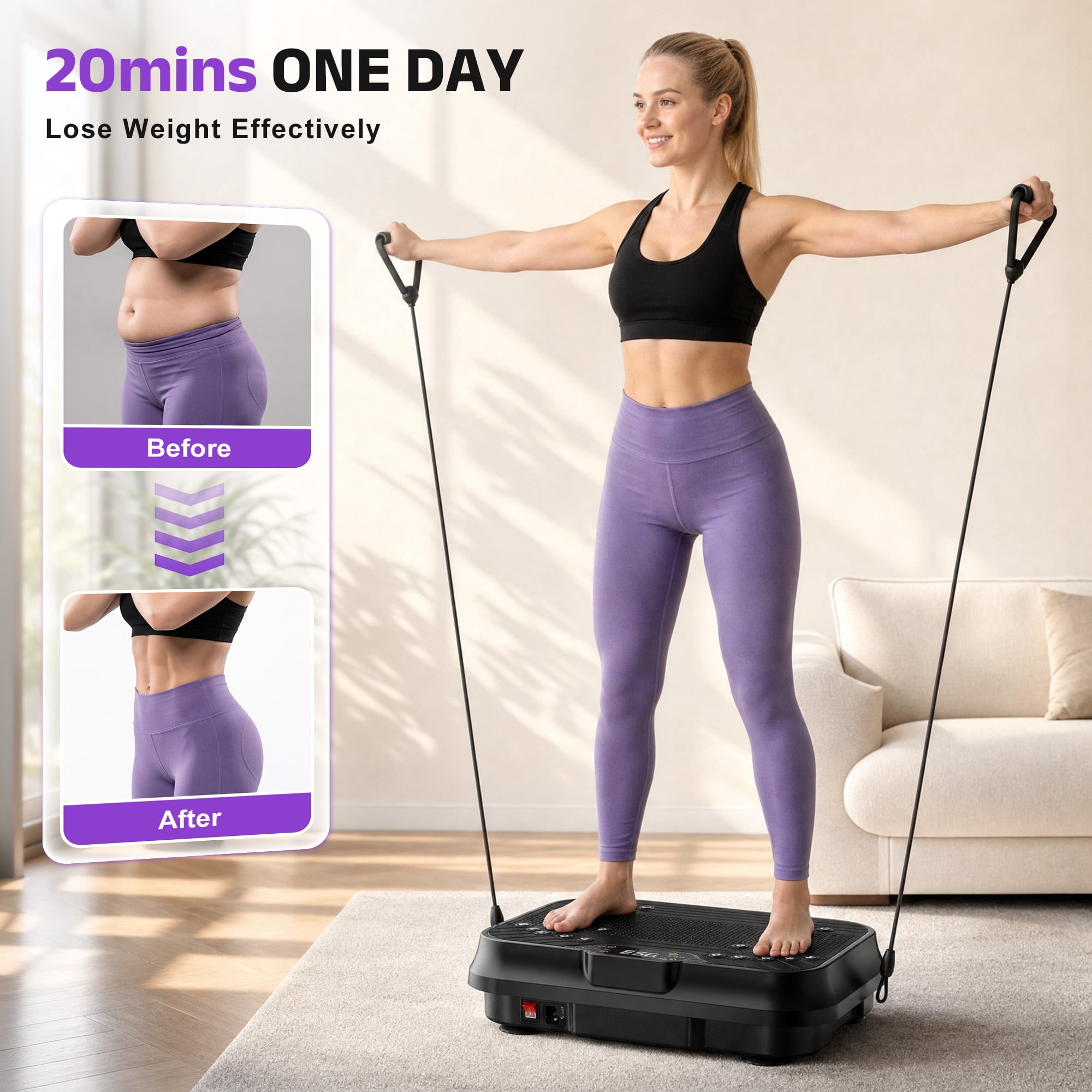 Evitormill Vibration Plate Exercise Machine, Whole Body Workout Vibration Plate for Home Fitness, 350 Lbs, Black