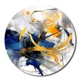 thumbnail image 2 of Designart "Strokes in Dark Blue and Gold XIV" Fractals Oversized Wall Clock, 2 of 5