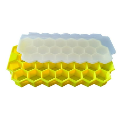 

Beehive Shape Ices Cubes Tray 37 Cubes Silicone Ices Mold Maker with Lid New pinshui