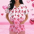 thumbnail image 5 of Garbnen Gradient Valentine Scrubs Tops for Women Plus Size V Neck Love Heart Graphic Short Sleeve Stretch Nursing Uniforms for Women with Pocket Workwear Women S-5XL, 5 of 5