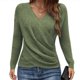 thumbnail image 1 of Women's V Neck Long Sleeve Off Shoulder Sweaters Criss Cross Wrap Ruched Pullover Fall Tops dark blue XXL, 1 of 4