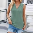 thumbnail image 2 of Annhoo Womens Sleeveless Tank Tops Summer Loose Hollow out V Neck Dressy Shirts Caual Beach Eyelet Blouse Tees, 2 of 8