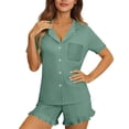 thumbnail image 2 of Women's Pajama Sets, Button Down Short Sleeve Top and Shorts, Cute Sleepwear, Comfy Pjs, Lounge Set, Soft Cotton, Homewear, Nightwear, Loungewear, Weekend Relaxation, Gift for Her, 2 of 8
