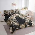 thumbnail image 2 of Homewish Skull Black Cat 7-Piece Twin Bedding,Vintage Flowers Bedding Comforter Set,Cream Black,Halloween Bed Set,Black Reversible, 2 of 8
